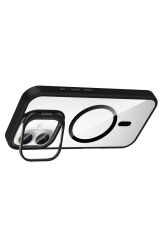 iPhone 16 Kılıf Standlı ve Kamera Lens Hediyeli M-Safe Şarj Özellikli Zore Etro Kapak - Desert Titan