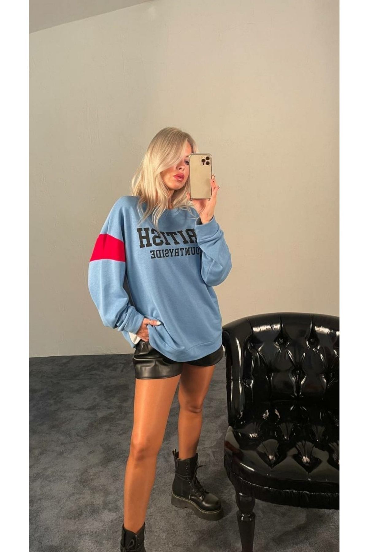 Mavi Sweatshirt Buz Mavi - L