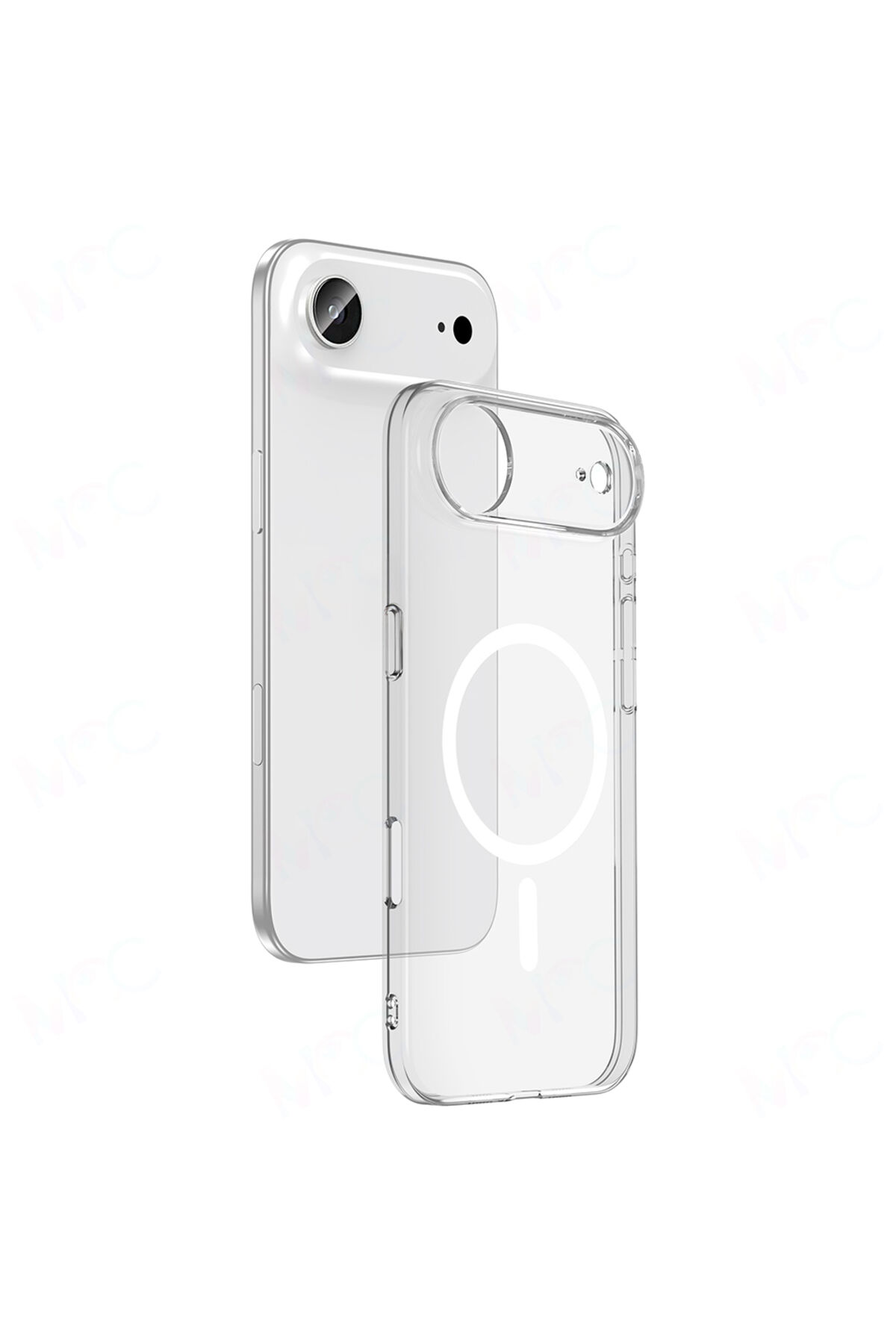 iPhone 17 Air Kılıf M-safe Şarj Özellikli Şeffaf Kamera Çerçeveli Porto Kapak - Şeffaf