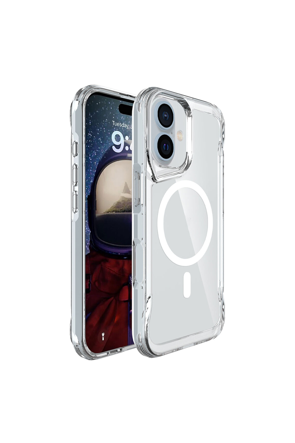 iPhone 17 Kılıf KLFK M-safe Şarj Özellikli T-Max M-safe Kapak - Şeffaf