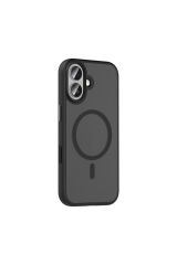iPhone 17 Kılıf Mat Arka Yüzey Wireless Şarj Özellikli Zore Flet M-safe Kapak - Lacivert