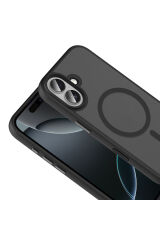 iPhone 17 Kılıf Mat Arka Yüzey Wireless Şarj Özellikli Zore Flet M-safe Kapak - Lacivert
