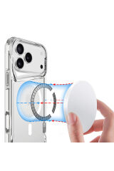 iPhone 17 Pro Kılıf Zore M-safe Şarj Özellikli T-Max M-safe Kapak - Şeffaf