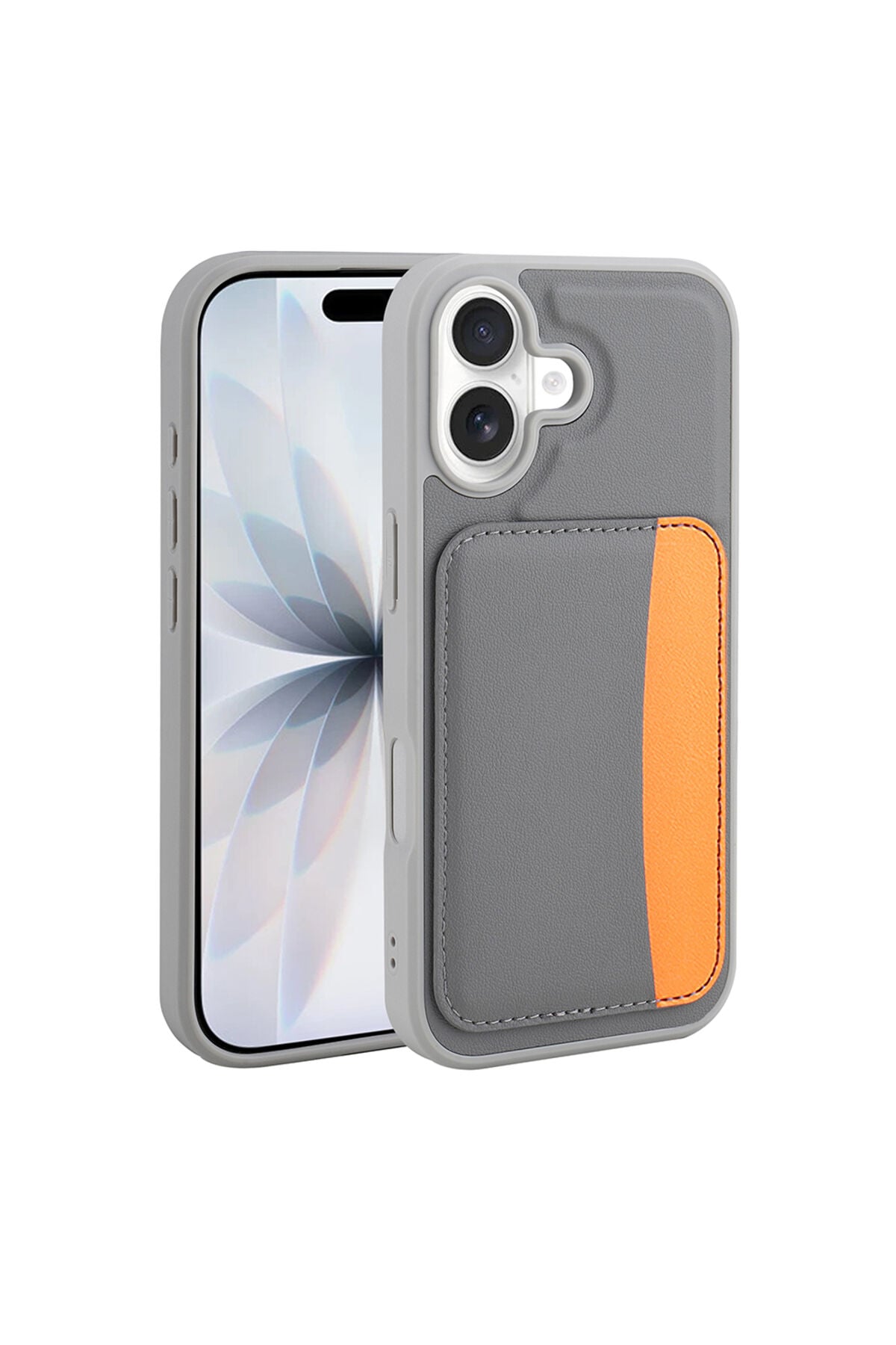 iPhone 16 Kılıf Kartlıklı Zore X-Kart Silikon Kapak - Koyu Gri