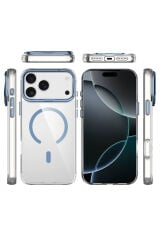 iPhone 17 Pro Kılıf M-safe Şarj Özellikli Airbagli Kamera Standlı Zore Azor Kapak - Koyu Gri