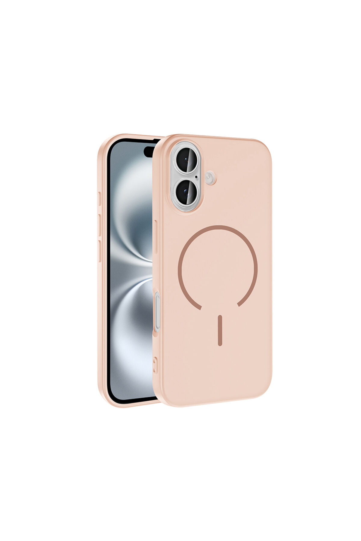 iPhone 16 Kılıf M-safe Şarj Özellikli Zore Meta Kapak - Rose Pembe