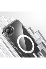 iPhone 17E Kılıf M-safe Şarj Özellikli Şeffaf Sert PC Zore Embos Kapak - Şeffaf