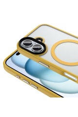 iPhone 16 Plus Kılıf Mat Arka Yüzey Wireless Şarj Özellikli Zore Flet Magsafe Kapak-Rose Brown Yeşil
