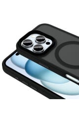 iPhone 16 Pro Kılıf Mat Arka Yüzey Wireless Şarj Özellikli Zore Flet Magsafe Kapak - Desert Titanyum Desert Titanyum