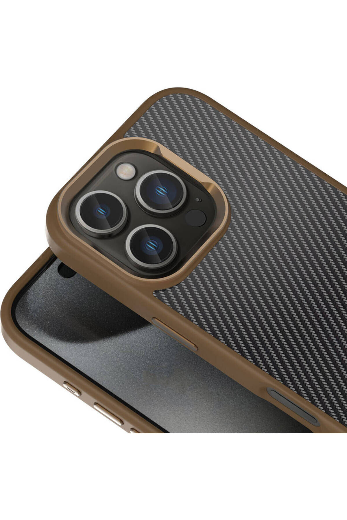 iPhone 16 Pro Kılıf Karbon Fiber Görünümlü Parlak Kamera Çerçeveli Zore Venus Kapak-Siyah Siyah