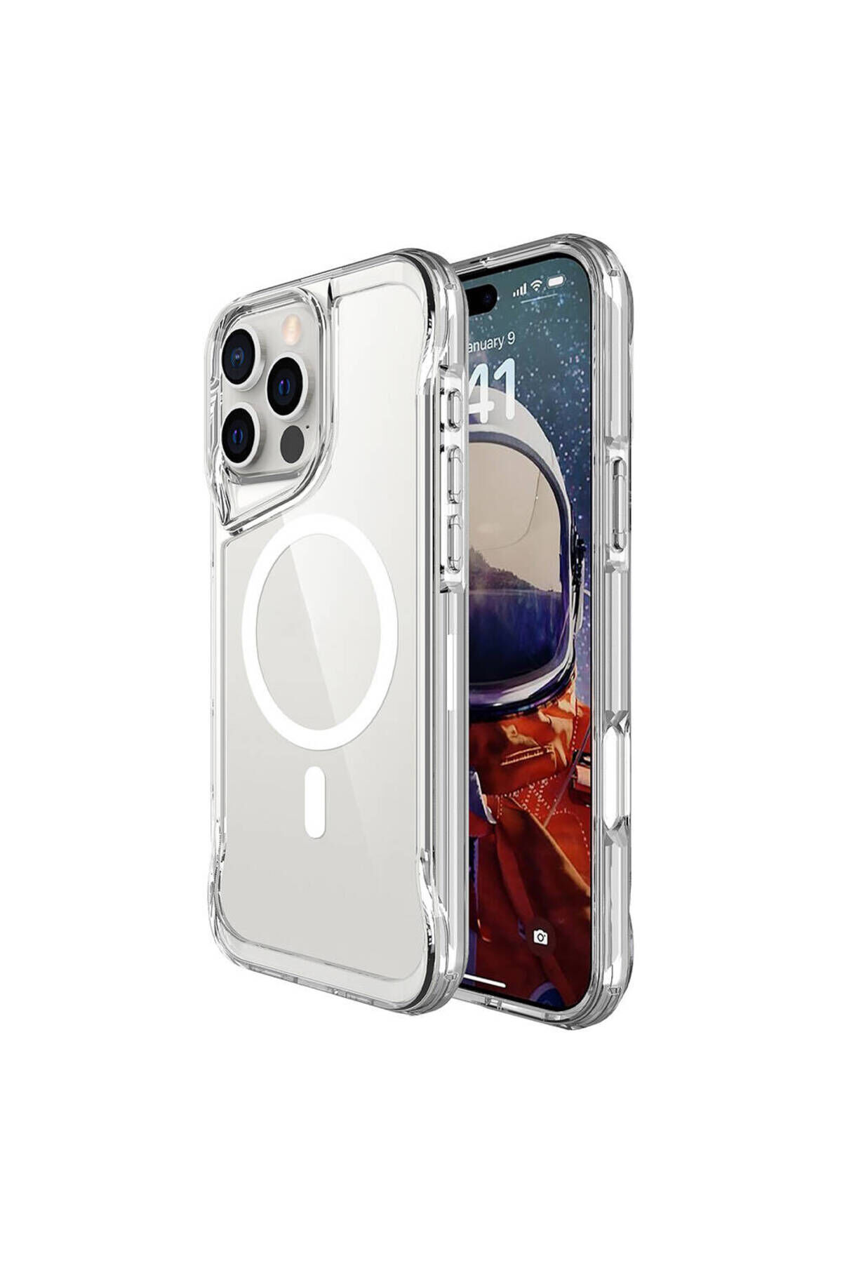 iPhone 16 Pro Max Kılıf Zore Magsafe Şarj Özellikli T-Max Magsafe Kapak-Şeffaf Şeffaf