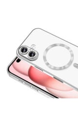 iPhone 16 Kılıf Kamera Korumalı Magsafe Wireless Şarj Özellikli Zore Demre Kapak - Desert Titanyum Gümüş