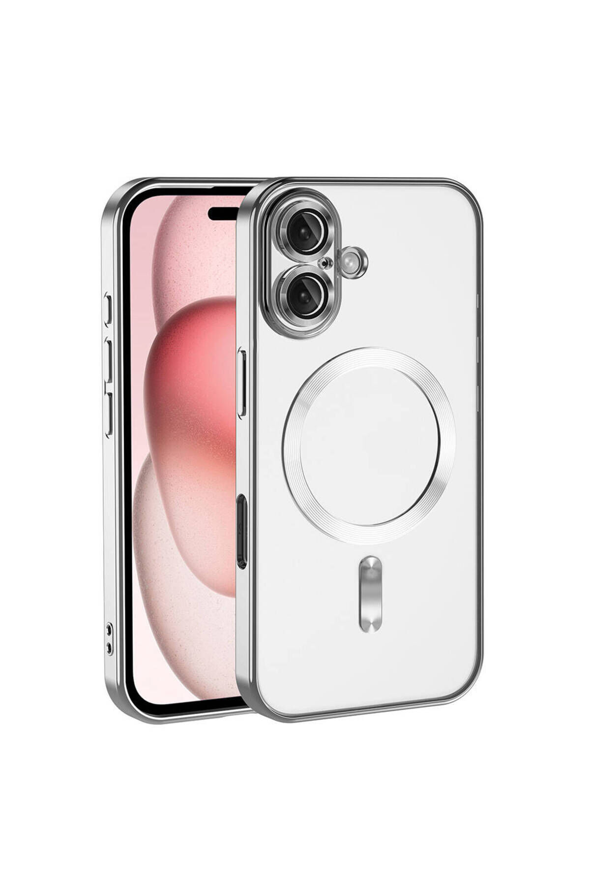 iPhone 16 Plus Kılıf Kamera Korumalı Magsafe Wireless Şarj Özellikli Zore Demre Kapak - Rose Gold Titanyum