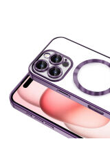 iPhone 16 Pro Kılıf Kamera Korumalı Magsafe Wireless Şarj Özellikli Zore Demre Kapak - Gümüş Gümüş