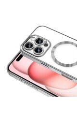 iPhone 16 Pro Kılıf Kamera Korumalı Magsafe Wireless Şarj Özellikli Zore Demre Kapak - Gümüş Mavi