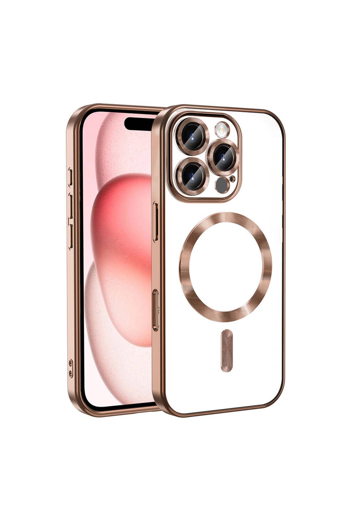iPhone 16 Pro Kılıf Kamera Korumalı Magsafe Wireless Şarj Özellikli Zore Demre Kapak - Gümüş Desert Titanyum