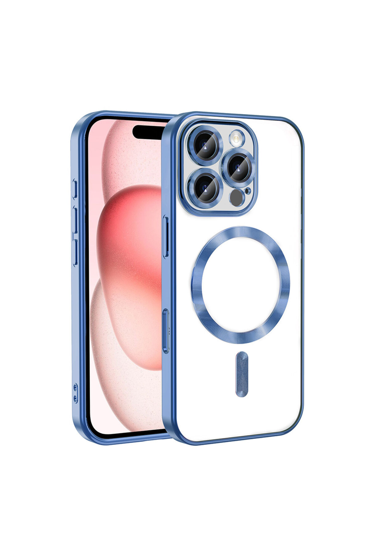iPhone 16 Pro Max Kılıf Kamera Korumalı Magsafe Wireless Şarj Özellikli Zore Demre Kapak - Mavi Sierra Mavi