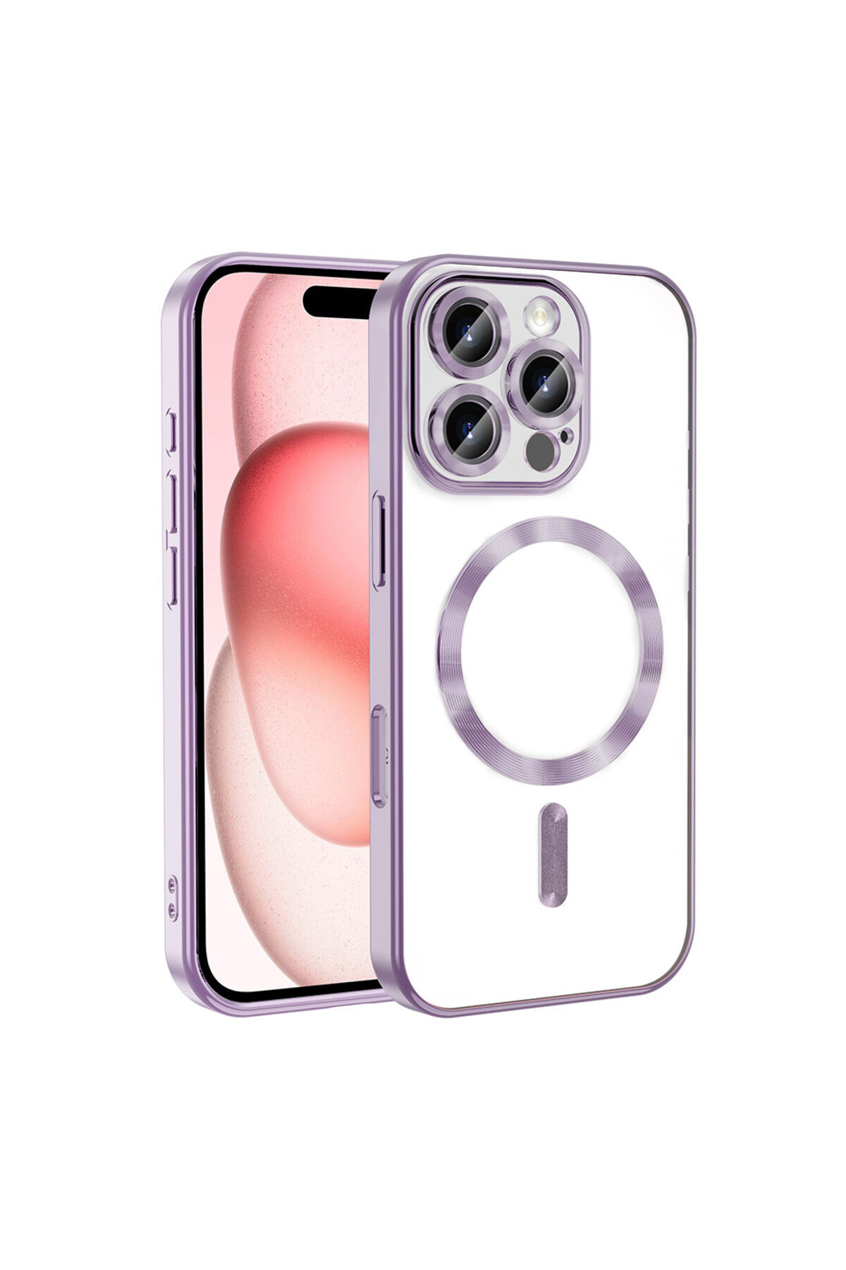 iPhone 16 Pro Max Kılıf Kamera Korumalı Magsafe Wireless Şarj Özellikli Zore Demre Kapak - Mavi Lila