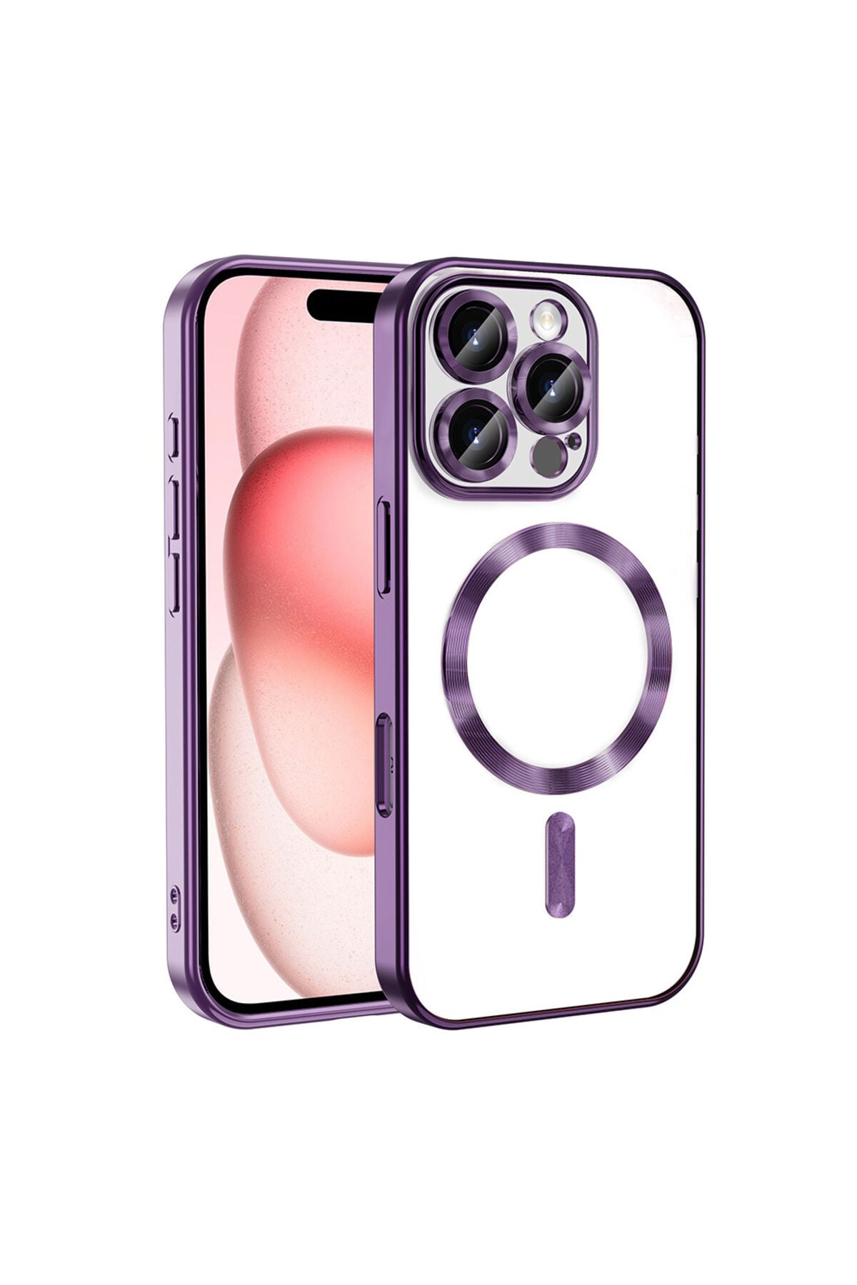 iPhone 16 Pro Max Kılıf Kamera Korumalı Magsafe Wireless Şarj Özellikli Zore Demre Kapak - Mavi Derin Mor