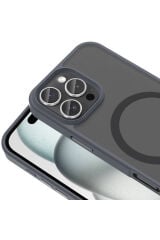 iPhone 16 Pro Kılıf Magsafe Şarj Özellikli Mat Arka Yüzey Zore Sio Kapak - Rose Gold Lila