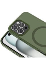 iPhone 16 Pro Max Kılıf Magsafe Şarj Özellikli Mat Arka Yüzey Zore Sio Kapak - Mavi Siyah