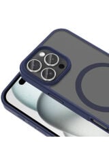 iPhone 16 Pro Max Kılıf Magsafe Şarj Özellikli Mat Arka Yüzey Zore Sio Kapak - Mavi Derin Mor