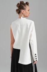 Asimetrik Tek Kol Blazer Ceket Beyaz - S