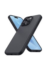 iPhone 16 Pro Uyumlu Magsafe Şarj Özellikli Karbon Fiber Tasarımlı Zore Elnino Kapak Siyah