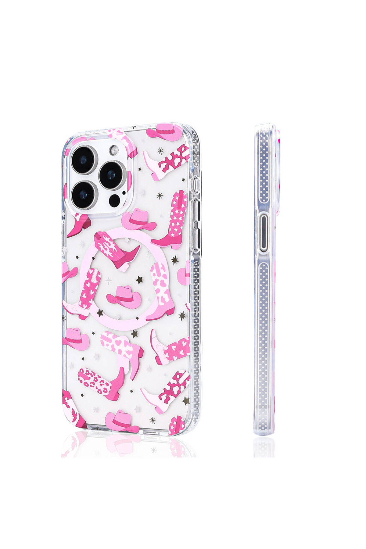 iPhone 16 Pro Uyumlu Kılıf Magsafe Şarj Özellikli Zore Stilo Kapak-Pembe-Mavi Pembe-Mavi