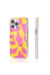 iPhone 16 Pro Max Uyumlu Kılıf Magsafe Şarj Özellikli Zore Stilo Kapak-Sarı Pembe-Mavi