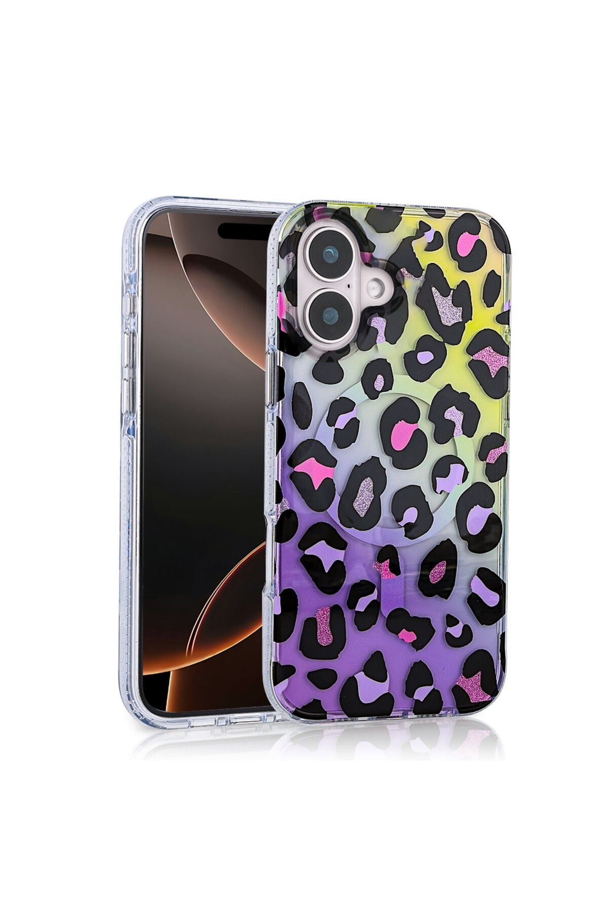 iPhone 16 Uyumlu Kılıf Magsafe Şarj Özellikli Zore Jago Kapak-Siyah-Kahverengi Colorful