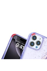 iPhone 16 Pro Kılıf Sıvılı Simli Şeffaf Arka Yüzey Zore Keto Silikon Kapak - Gümüş Pembe