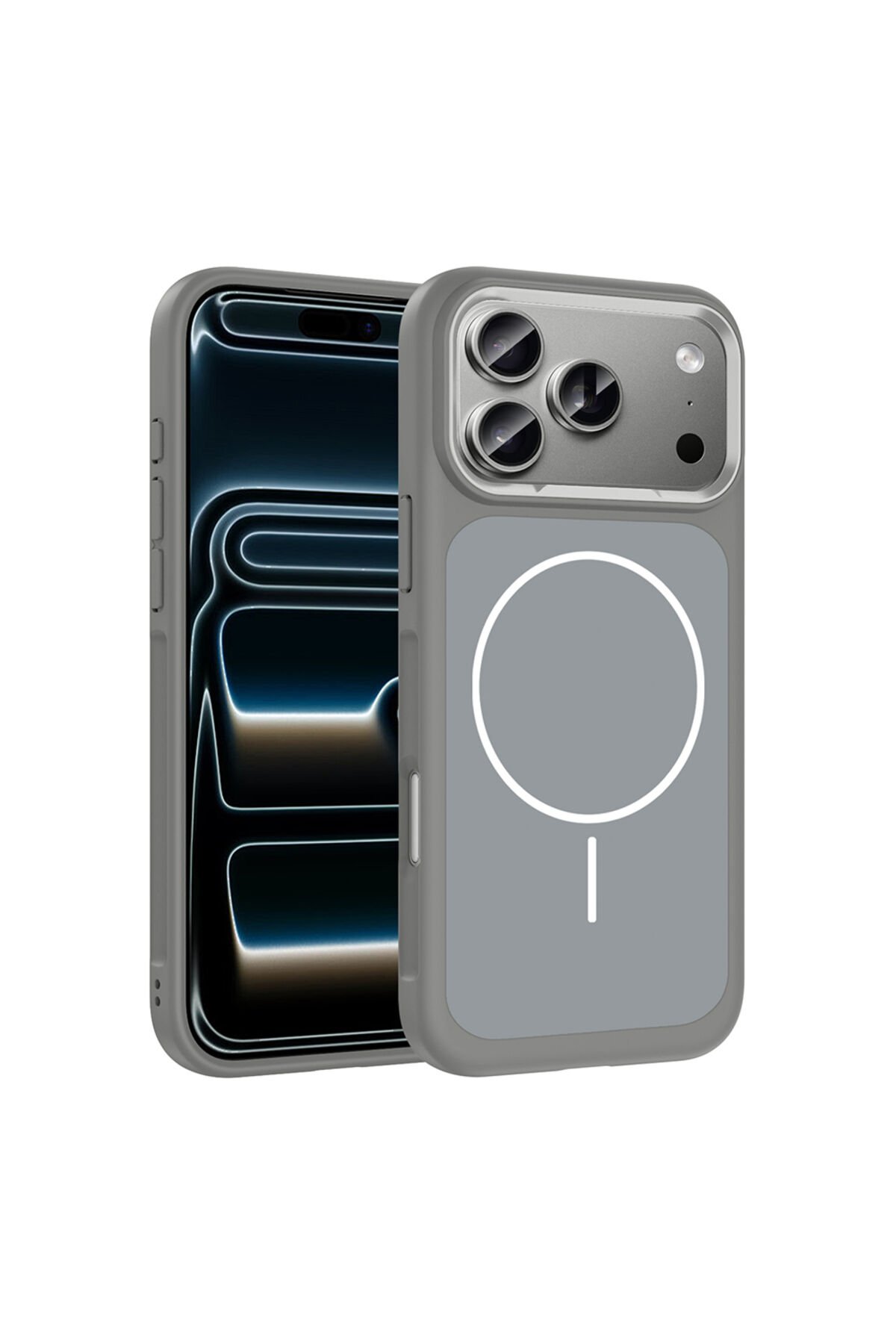iPhone 17 Pro Max Kılıf M-Safe Şarj Özellikli Metal Kamera Çerçeveli Zore Sanremo Silikon Kapak