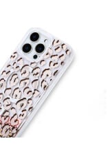 iPhone 16 Pro Max Kılıf Sıvılı Simli Baskılı Şeffaf Arka Yüzey Zore Mossa Silikon Kapak - Gri Siyah