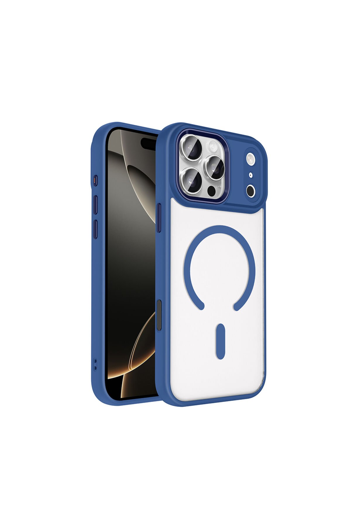iPhone 17 Pro Max Kılıf Wireless Şarj Özellikli Zore Krom M-safe Silikon Kapak Siyah