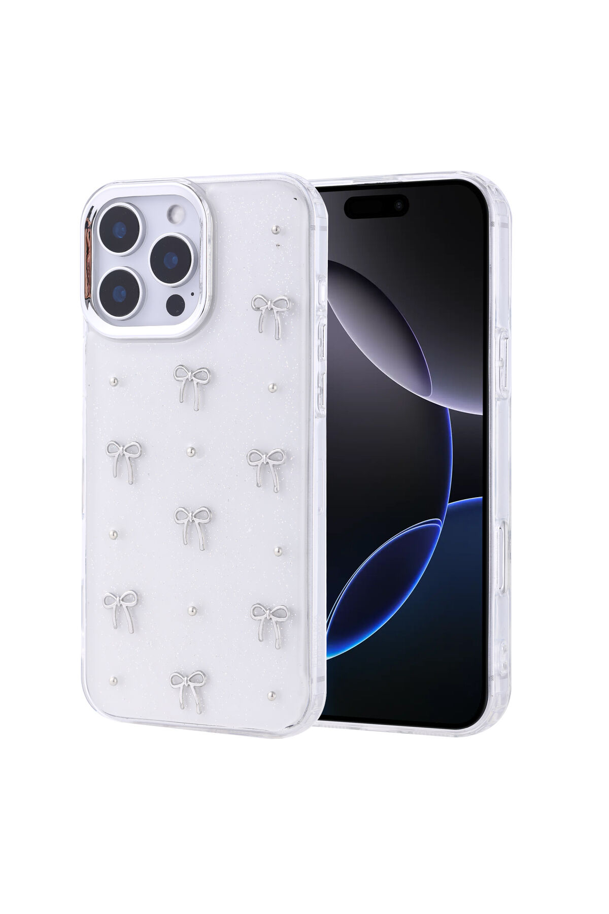 iPhone 16 Pro Max Kılıf Airbag Tasarımlı Simli Şeffaf HNZM Kutup Kapak - NO1 No1