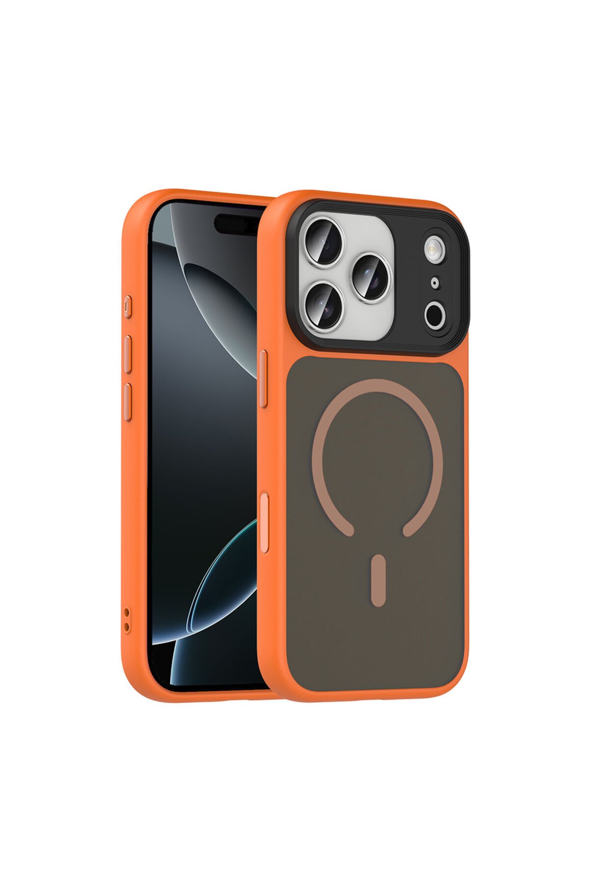 iPhone 17 Pro Max Kılıf Mat Arka Yüzey Wireless Şarj Özellikli Zore Flet M-safe Kapak Siyah