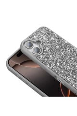 iPhone 16 Kılıf Parlak Taşlı Tasarım Zore Pırlanta Kapak - Lila Gold