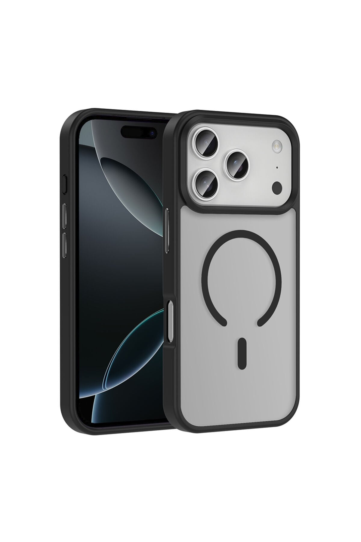 iPhone 17 Pro Max Kılıf M-safe Şarj Özellikli Mat Arka Yüzey Zore Sio Kapak Siyah