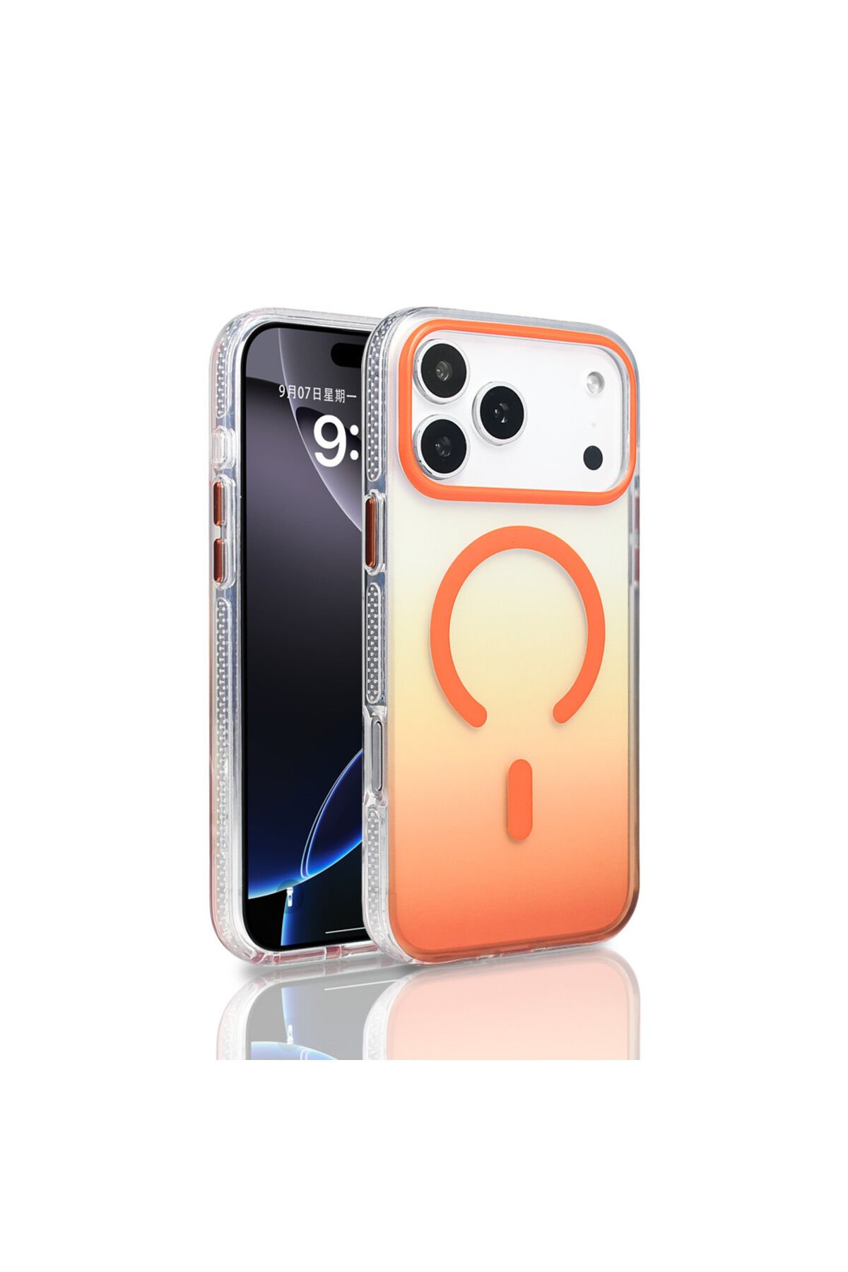 iPhone 17 Pro Max Kılıf M-safe Şarj Özellikli Transparan Renk Geçişli Zore Toros Kapak Siyah