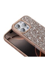 iPhone 16 Pro Kılıf Parlak Taşlı Tasarım Zore Pırlanta Kapak - Lila Gri