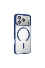 iPhone 17 Pro Max Kılıf M-safe Wireless Şarj Özellikli Silikon Zore Kapak Lacivert