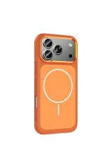 iPhone 17 Pro Max Kılıf M-Safe Şarj Özellikli Metal Kamera Çerçeveli Zore Sanremo Silikon Kapak Gri