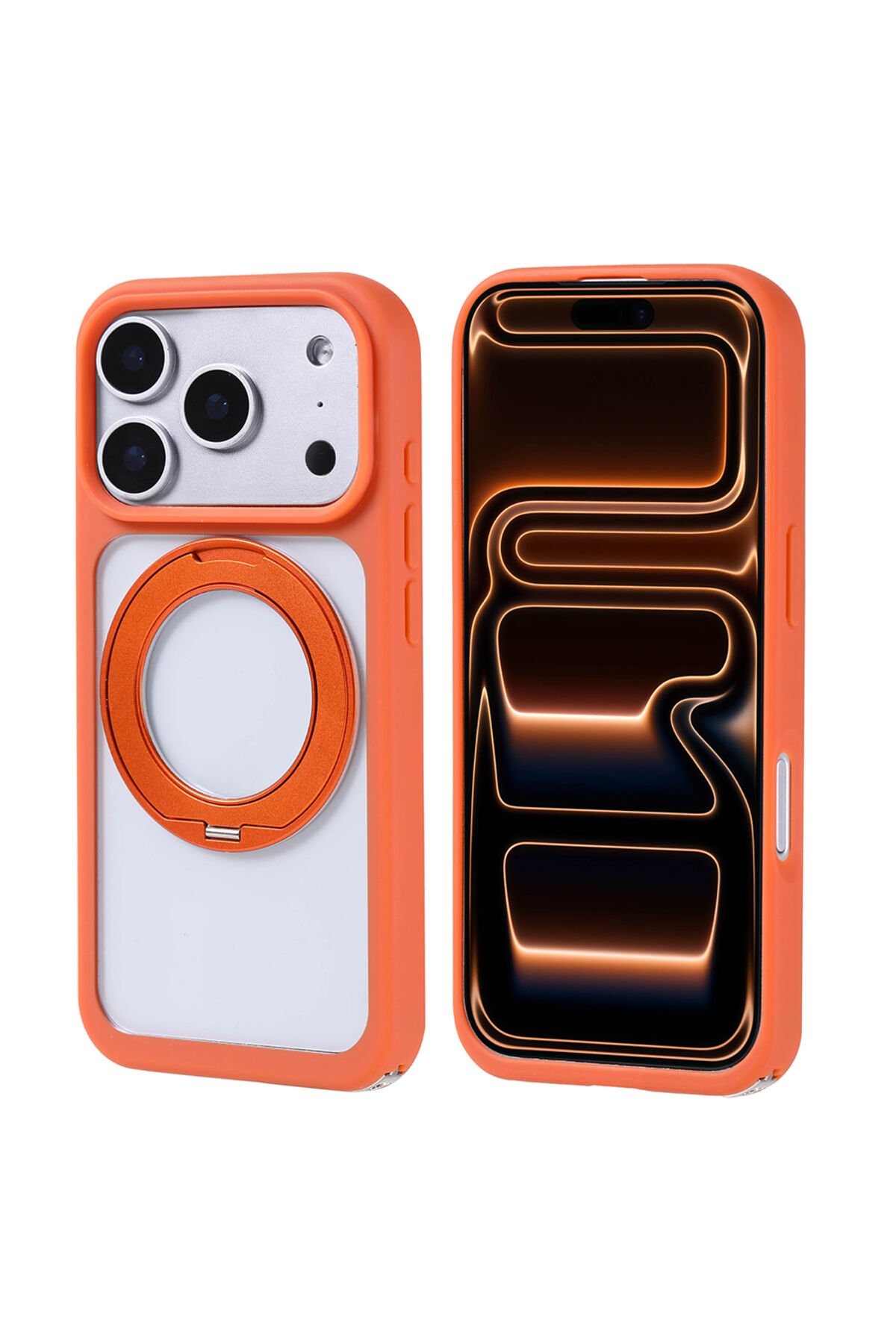 iPhone 17 Pro Max Kılıf M-Safe Şarj Özellikli Standlı Piza Silikon Kapak Lacivert
