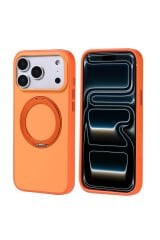 iPhone 17 Pro Max Kılıf M-Safe Şarj Özellikli Standlı Zore Proton Silikon Kapak Gri