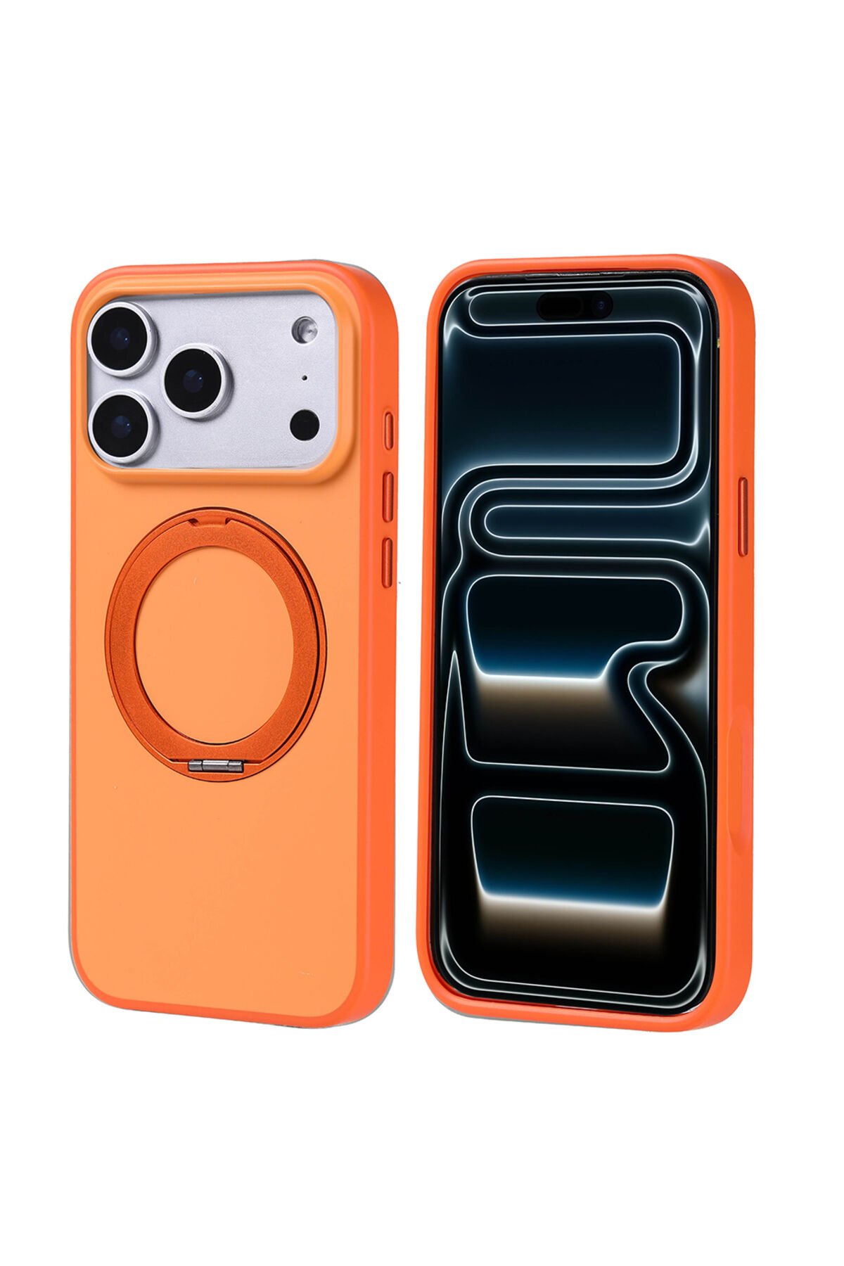 iPhone 17 Pro Max Kılıf M-Safe Şarj Özellikli Standlı Zore Proton Silikon Kapak Siyah