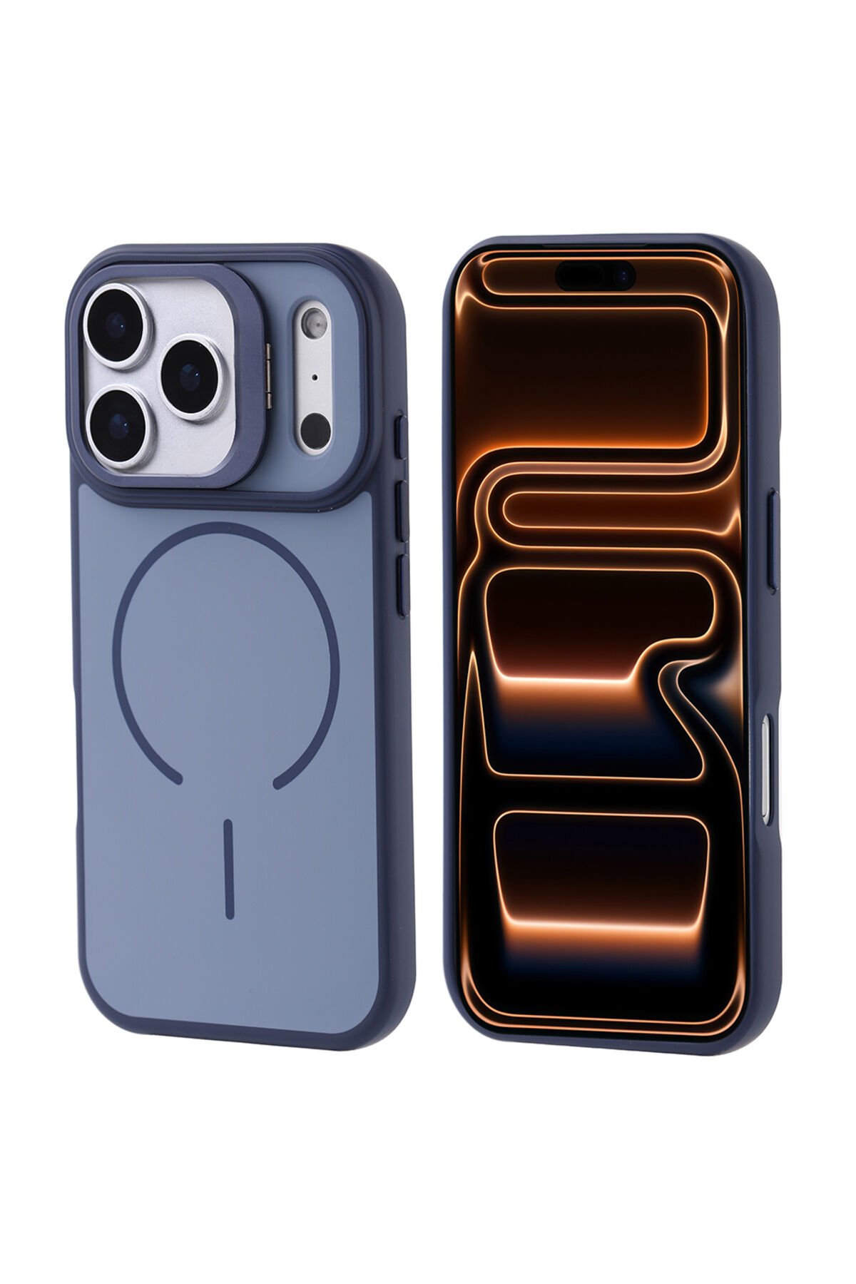 iPhone 17 Pro Max Kılıf M-safe Şarj Özellikli Kamera Standlı Notron Kapak Altın
