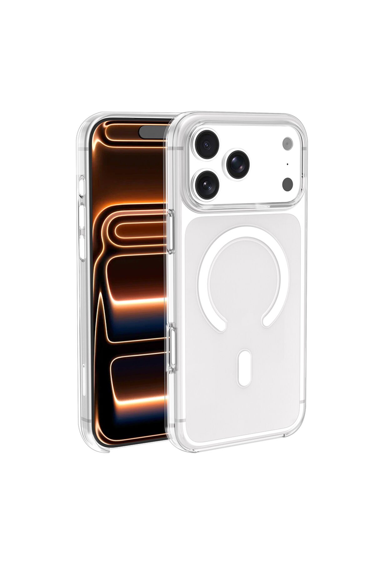 iPhone 17 Pro Max Kılıf Zore Wireless Şarj Özellikli Şeffaf Orjin Kapak Şeffaf