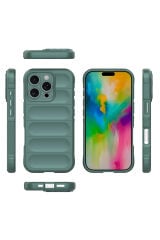 iPhone 16 Pro Max Kılıf Esnek TPU Oyuklu Arka Yüzey Tasarımlı GNST Etnik Silikon Kapak - Siyah Siyah