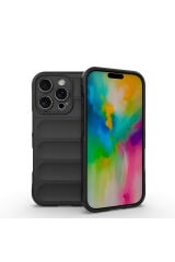 iPhone 16 Pro Max Kılıf Esnek TPU Oyuklu Arka Yüzey Tasarımlı GNST Etnik Silikon Kapak - Siyah Siyah